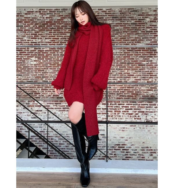 RESEXXY「ルーズマフラーニットチュニック」|ワンピース|