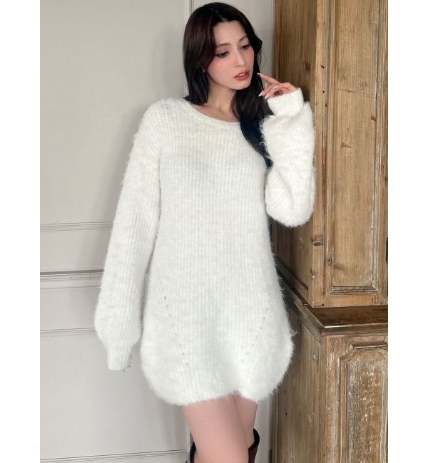 RESEXXY「ルーズマフラーニットチュニック」|ワンピース|