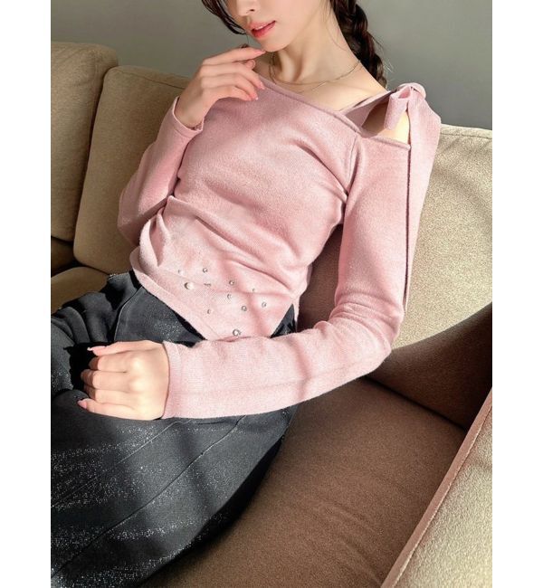 RESEXXY「ヘムアシメニットトップス」|ニット・セーター|ピンク