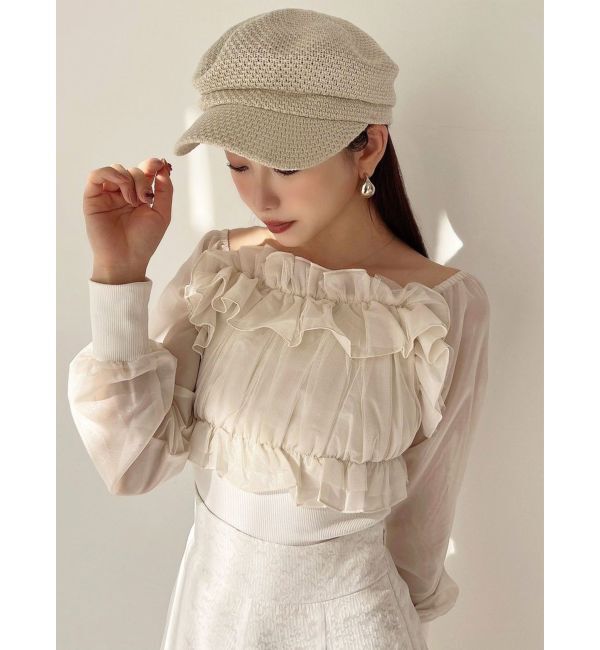 RESEXXY「透かし編みキャスケット」|キャップ・キャスケット|ベージュ