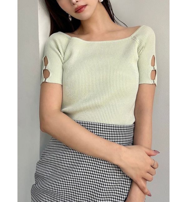 RESEXXY「スリーブデザインニットトップス」|ニット・セーター|ミントグリーン