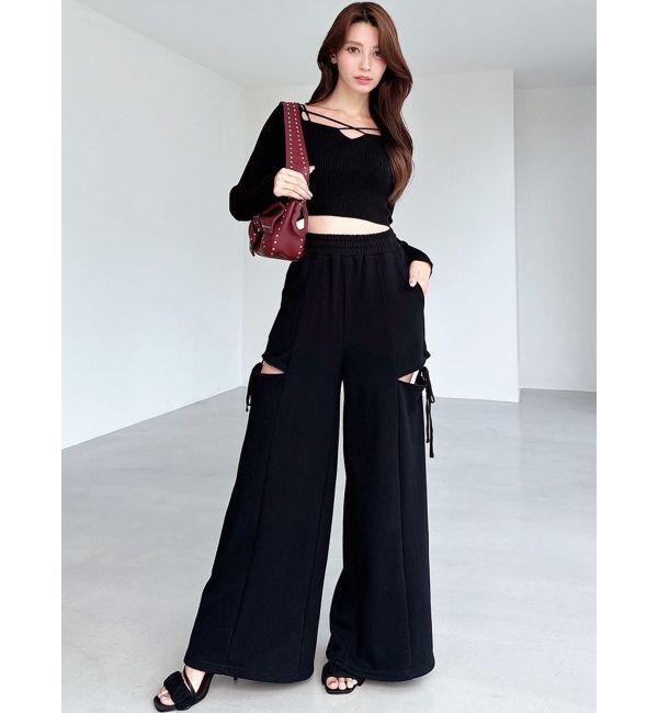 RESEXXY「サイドリボンスウェットワイドパンツ」|その他|