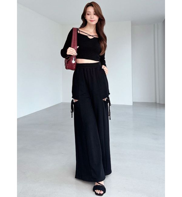 RESEXXY「サイドリボンスウェットワイドパンツ」|その他|