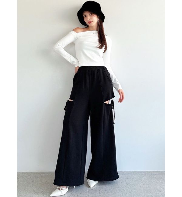 RESEXXY「サイドリボンスウェットワイドパンツ」|その他|