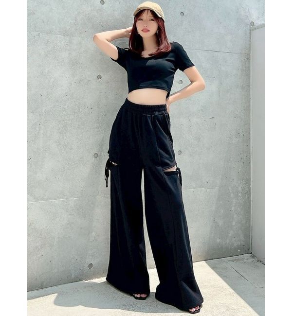 RESEXXY「サイドリボンスウェットワイドパンツ」|その他|