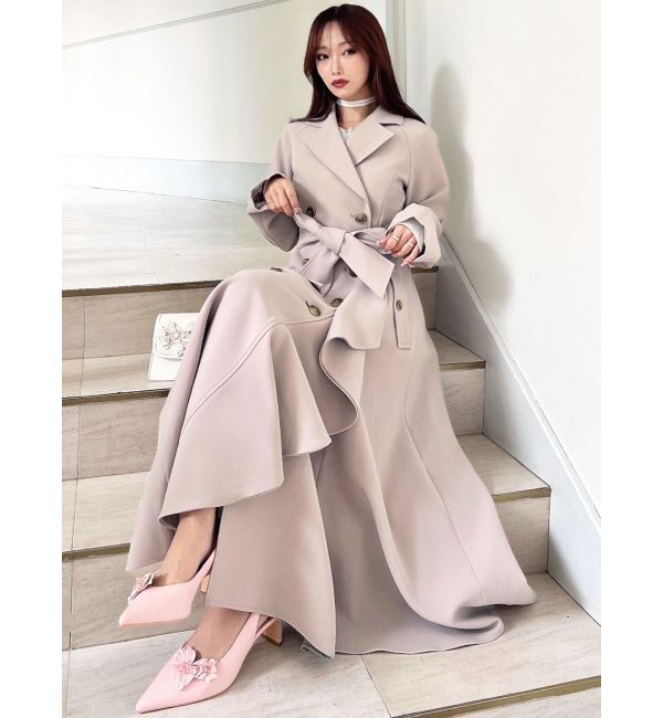 RESEXXY「カスケードフレアロングコート」|トレンチコート|