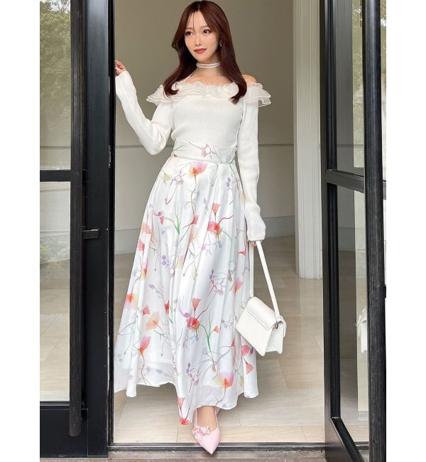 RESEXXY「【memorif.】フラワーロングフレアスカート」|スカート|