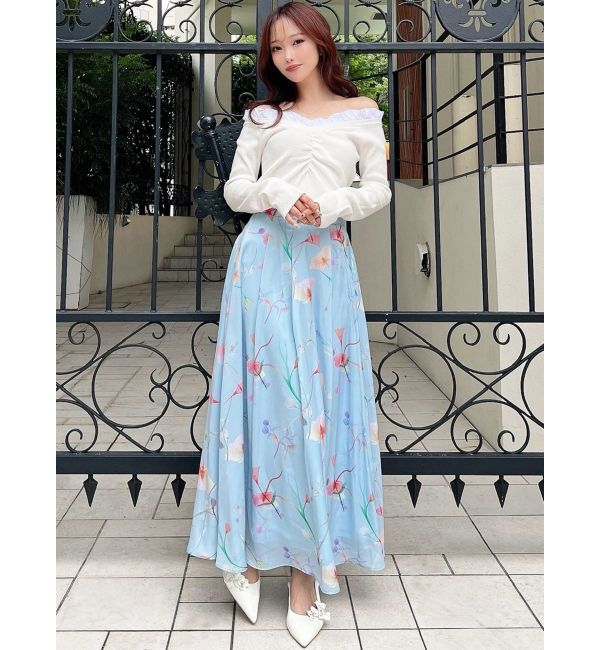 RESEXXY「【memorif.】フラワーロングフレアスカート」|スカート|