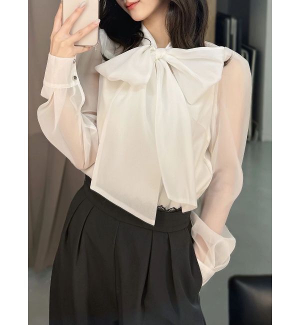 MERCURYDUO「オーガンジービッグボウタイブラウス」|シャツ・ブラウス|
