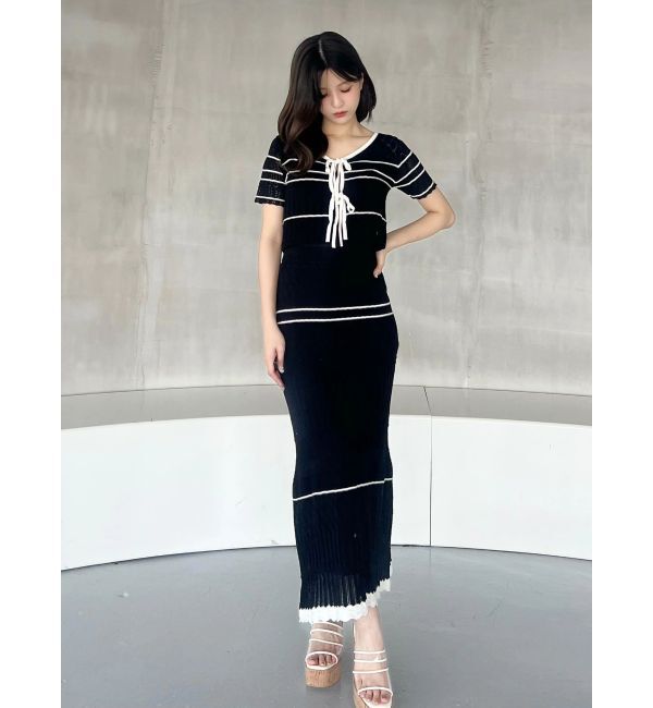 MERCURYDUO「クロシェ風ニットセットアップ」|ワンピース|