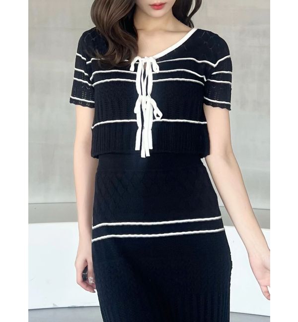 MERCURYDUO「クロシェ風ニットセットアップ」|ワンピース|