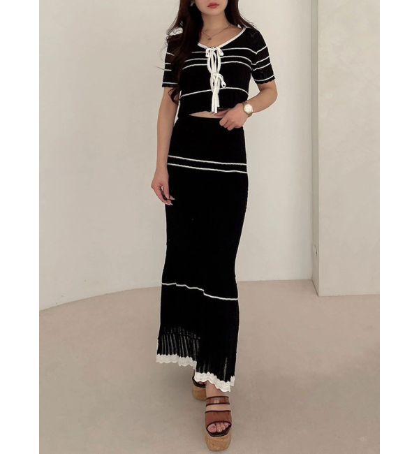 MERCURYDUO「クロシェ風ニットセットアップ」|ワンピース|