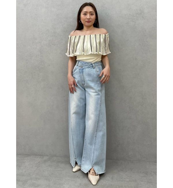 LAGUNAMOON「ワイドフレアデニムパンツ」|デニム|