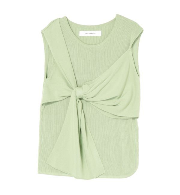 LAGUNAMOON「ツイストライクニットプルオーバー」|ニット・セーター|グリーン