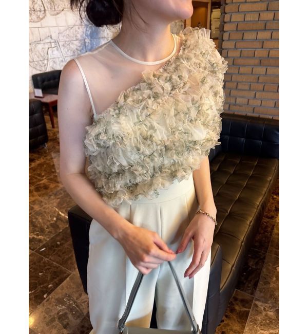 LAGUNAMOON「LADYチュールオフショルパンツドレス」|ワンピース|