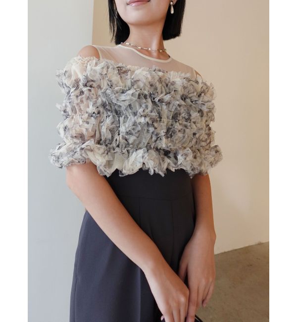 LAGUNAMOON「LADYチュールオフショルパンツドレス」|ワンピース|