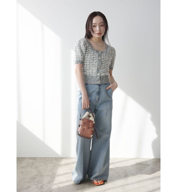 LAGUNAMOON「センタープレスワイドフレアデニムパンツ」|デニム|