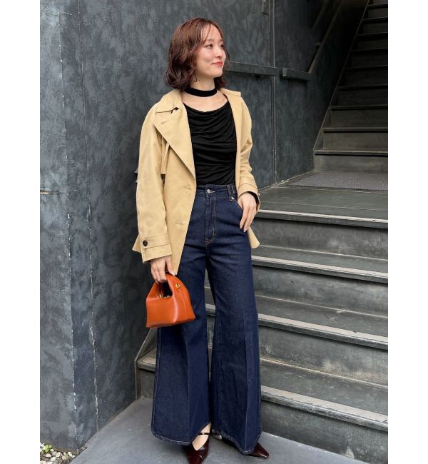LAGUNAMOON「センタープレスワイドフレアデニムパンツ」|デニム|
