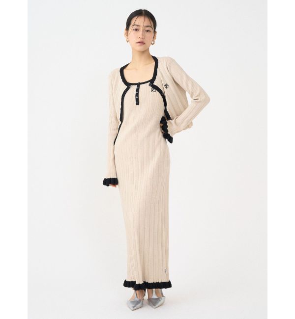 LAGUNAMOON「【FILA別注】ドライタッチバイカラーフリルデザインニットカーディガン」|カーディガン|