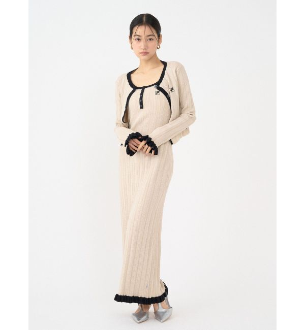 LAGUNAMOON「【FILA別注】ドライタッチバイカラーフリルデザインニットカーディガン」|カーディガン|