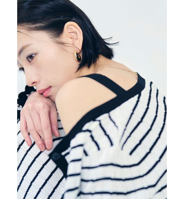 LAGUNAMOON「【FILA別注】ドライタッチバイカラーフリルデザインニットカーディガン」|カーディガン|