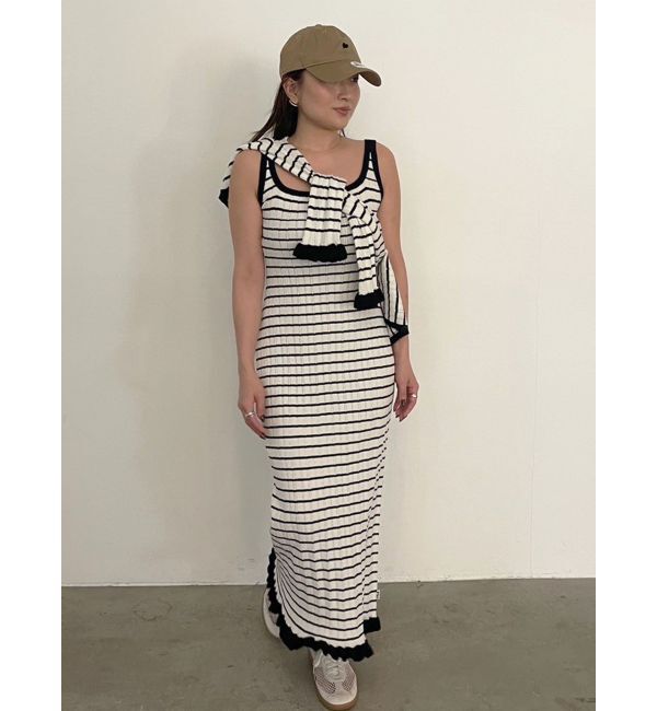 LAGUNAMOON「【FILA別注】ドライタッチバイカラーフリルデザインニットカーディガン」|カーディガン|