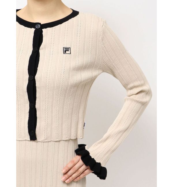 LAGUNAMOON「【FILA別注】ドライタッチバイカラーフリルデザインニットカーディガン」|カーディガン|