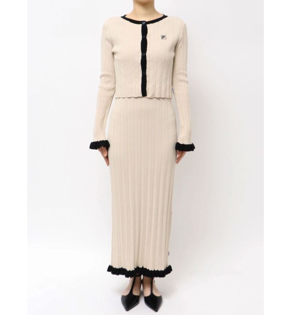 LAGUNAMOON「【FILA別注】ドライタッチバイカラーフリルデザインニットカーディガン」|カーディガン|