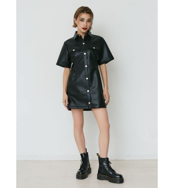 EVRIS「フェイクレザーミニワンピース」|ワンピース|