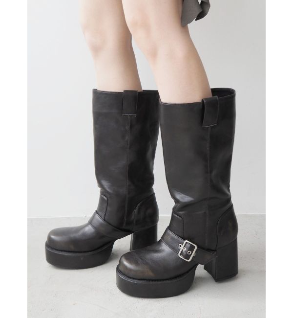 EVRIS「ルーズエンジニアブーツ」|ロングブーツ|ブラウン