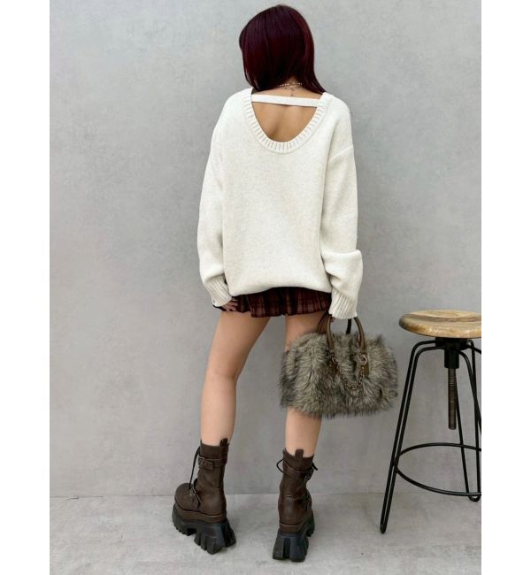 EVRIS「ワンポイントバックオープンニットトップス」|ニット・セーター|