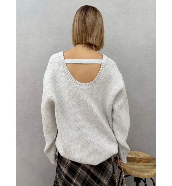 EVRIS「ワンポイントバックオープンニットトップス」|ニット・セーター|
