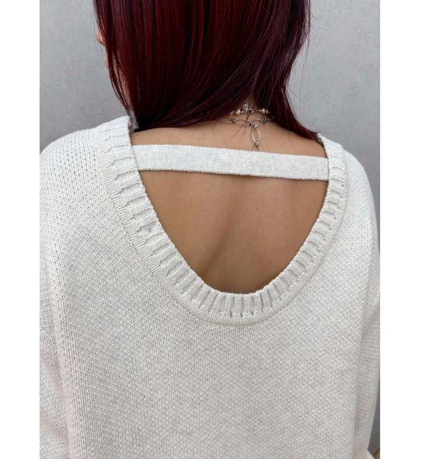 EVRIS「ワンポイントバックオープンニットトップス」|ニット・セーター|