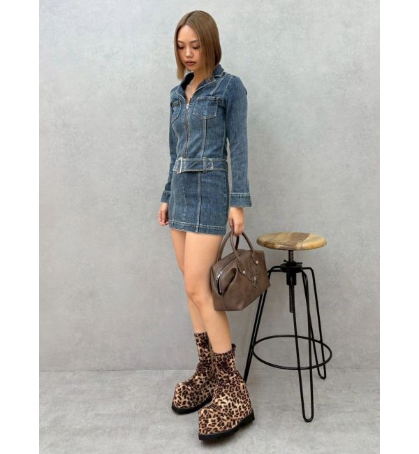 EVRIS「ストレッチデニムシャツミニワンピース」|ワンピース|