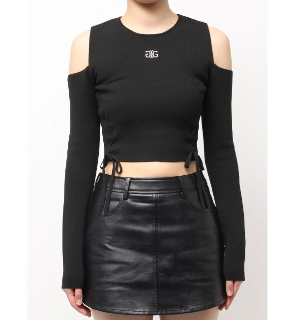 GYDA「Symmetry GYDAフロントレースアップニットトップス」|ニット・セーター|