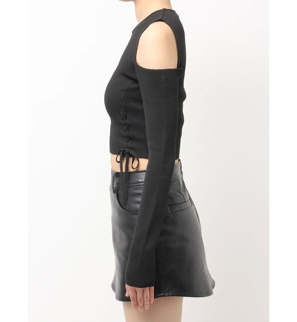 GYDA「Symmetry GYDAフロントレースアップニットトップス」|ニット・セーター|