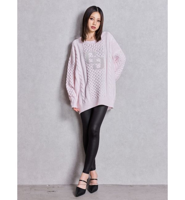 GYDA「GGサガラ刺繍ケーブルニットトップス」|ニット・セーター|