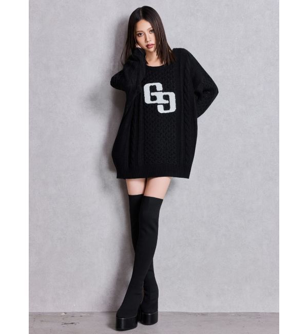 GYDA「GGサガラ刺繍ケーブルニットトップス」|ニット・セーター|