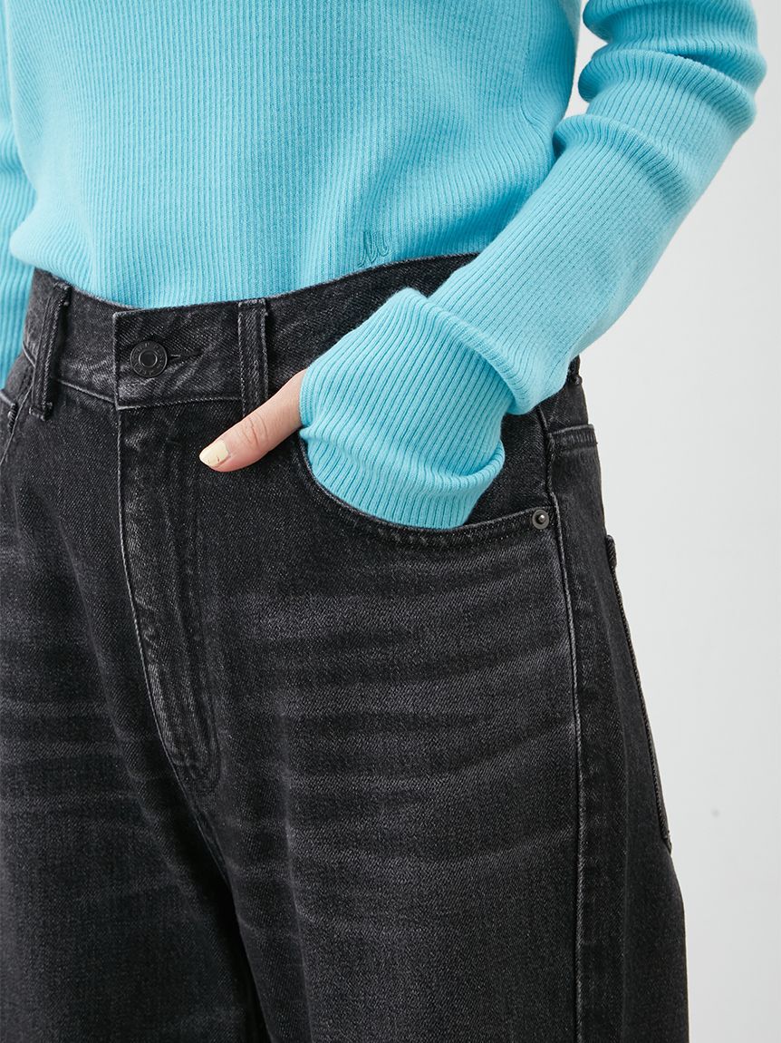 Mila Owen「裾フリンジクロップドフレアデニムパンツ」|デニム|