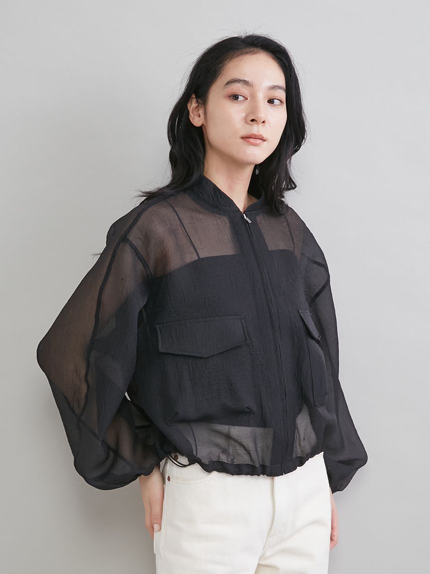 Mila Owen「裾ドロストシアー短丈ブルゾン」|ブルゾン・スタジャン|