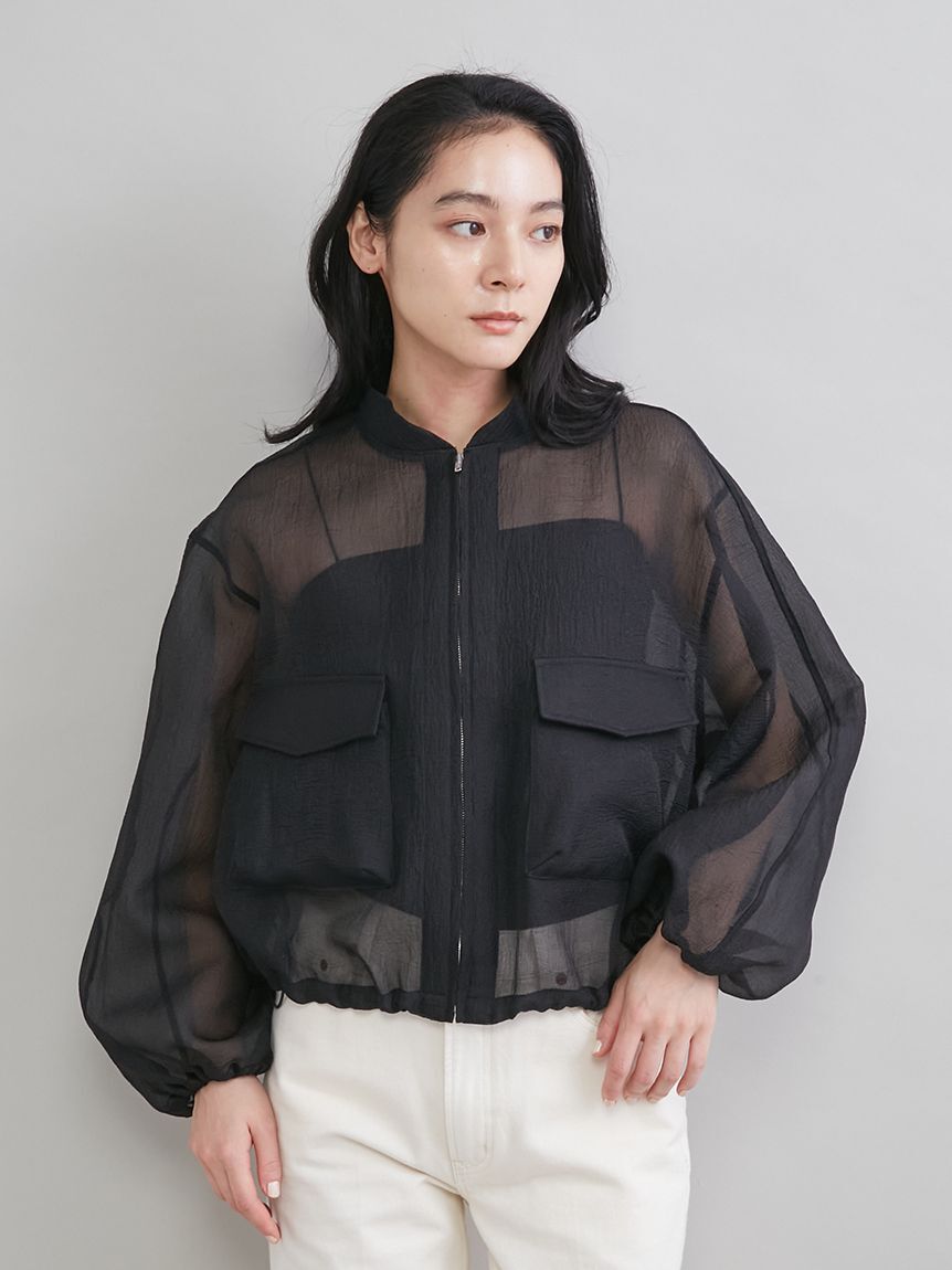 Mila Owen「裾ドロストシアー短丈ブルゾン」|ブルゾン・スタジャン|