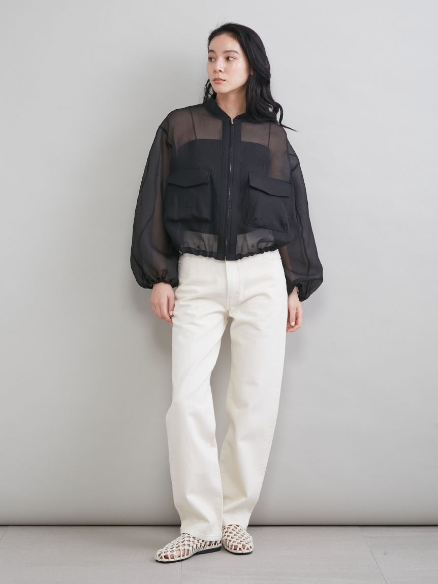 Mila Owen「裾ドロストシアー短丈ブルゾン」|ブルゾン・スタジャン|