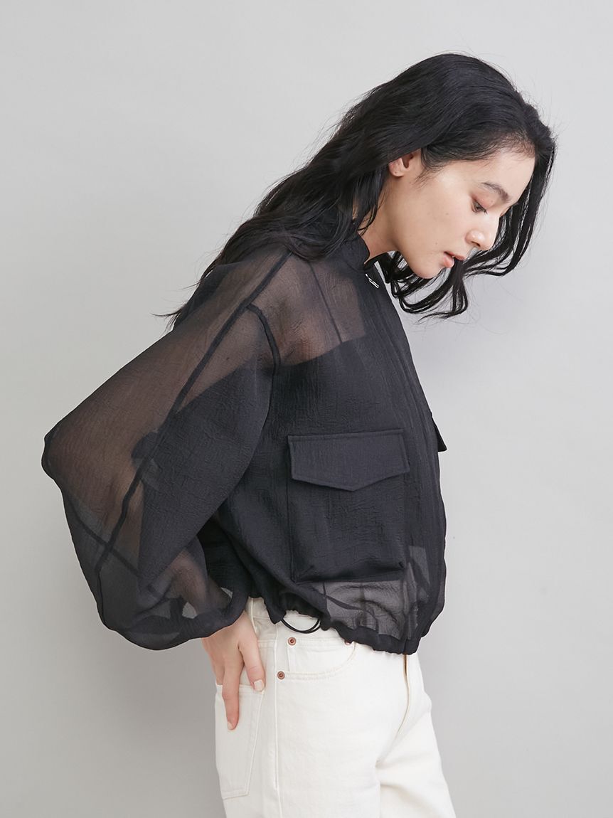 Mila Owen「裾ドロストシアー短丈ブルゾン」|ブルゾン・スタジャン|