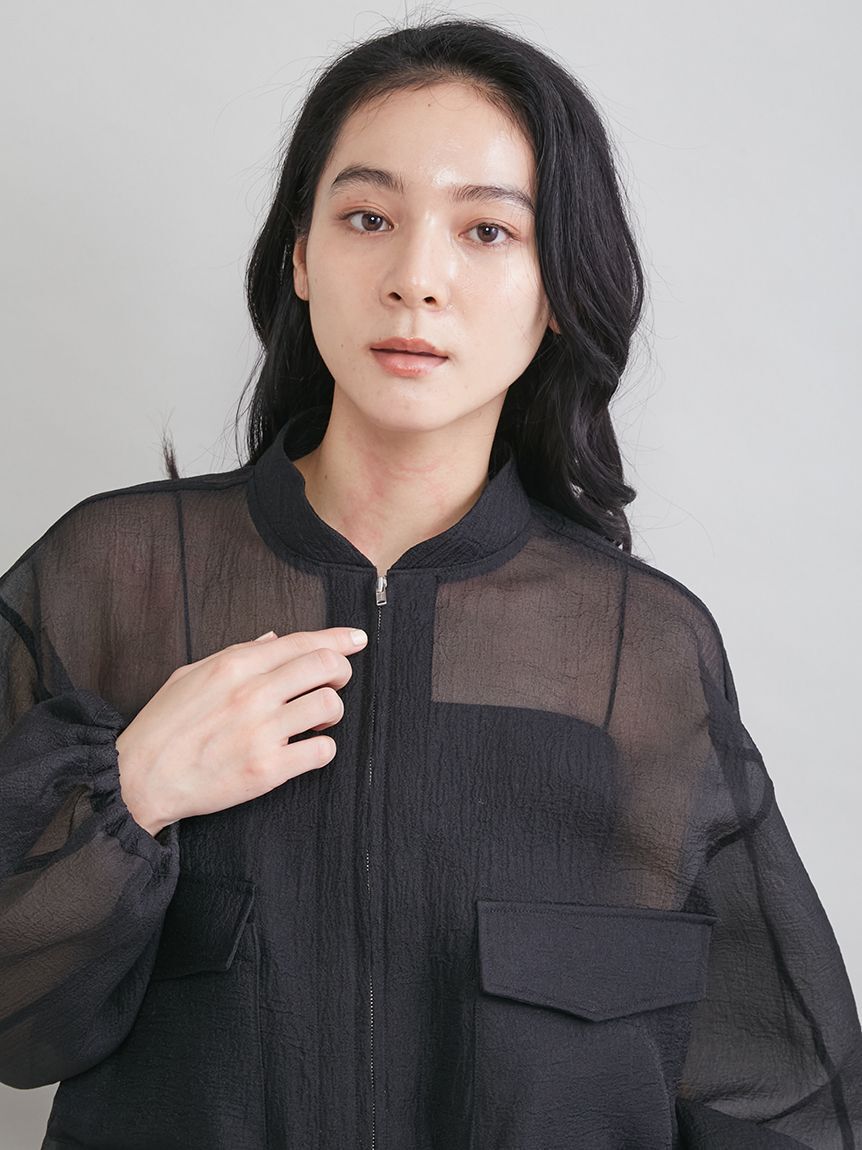 Mila Owen「裾ドロストシアー短丈ブルゾン」|ブルゾン・スタジャン|