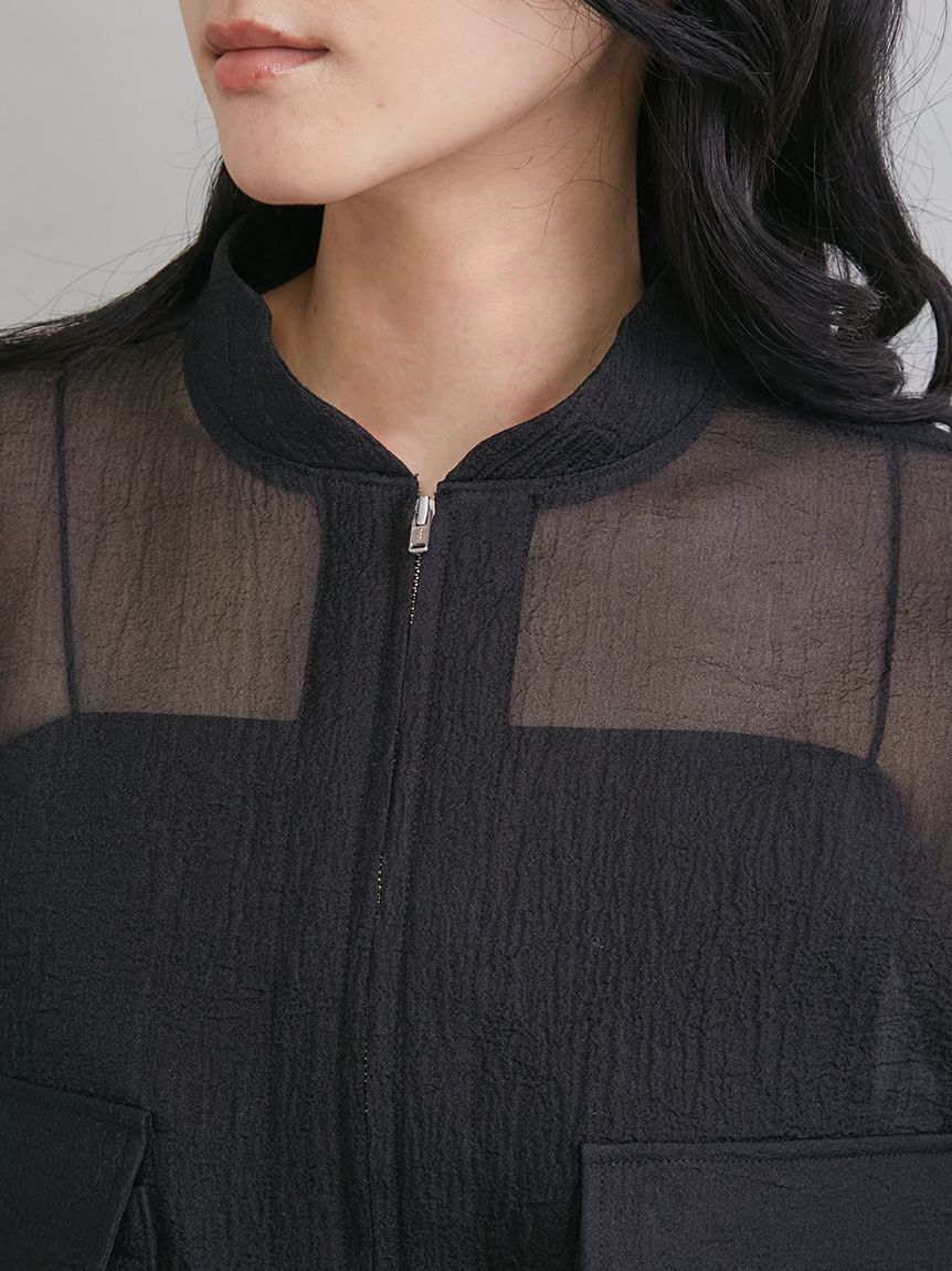 Mila Owen「裾ドロストシアー短丈ブルゾン」|ブルゾン・スタジャン|