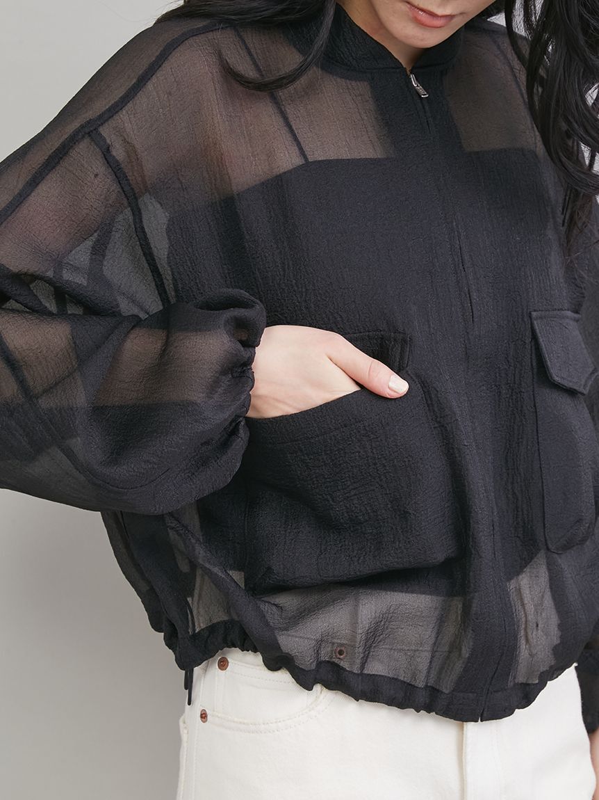 Mila Owen「裾ドロストシアー短丈ブルゾン」|ブルゾン・スタジャン|