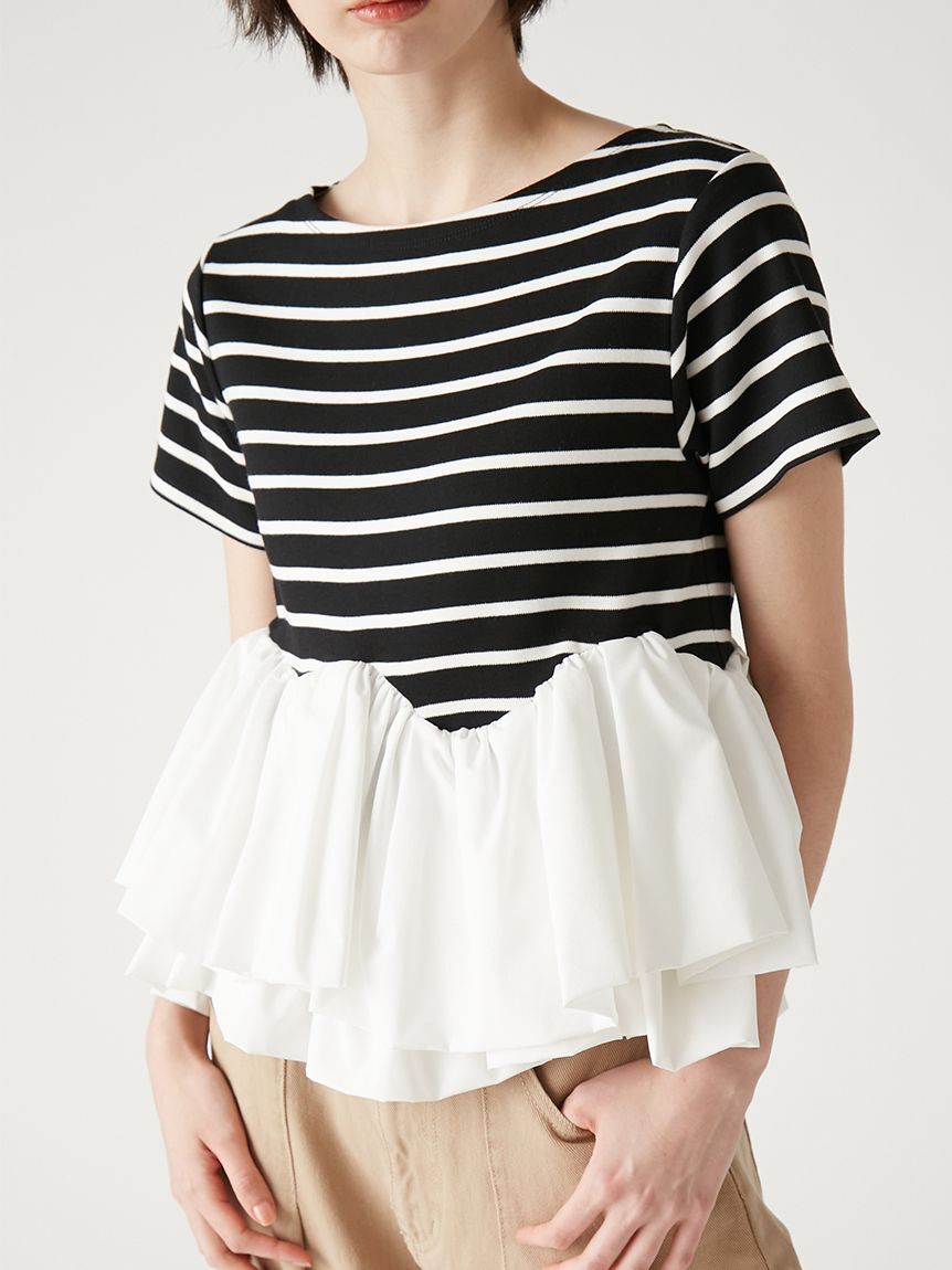 FURFUR「【限定カラー】ペプラムボーダーTシャツ」|Tシャツ・カットソー|