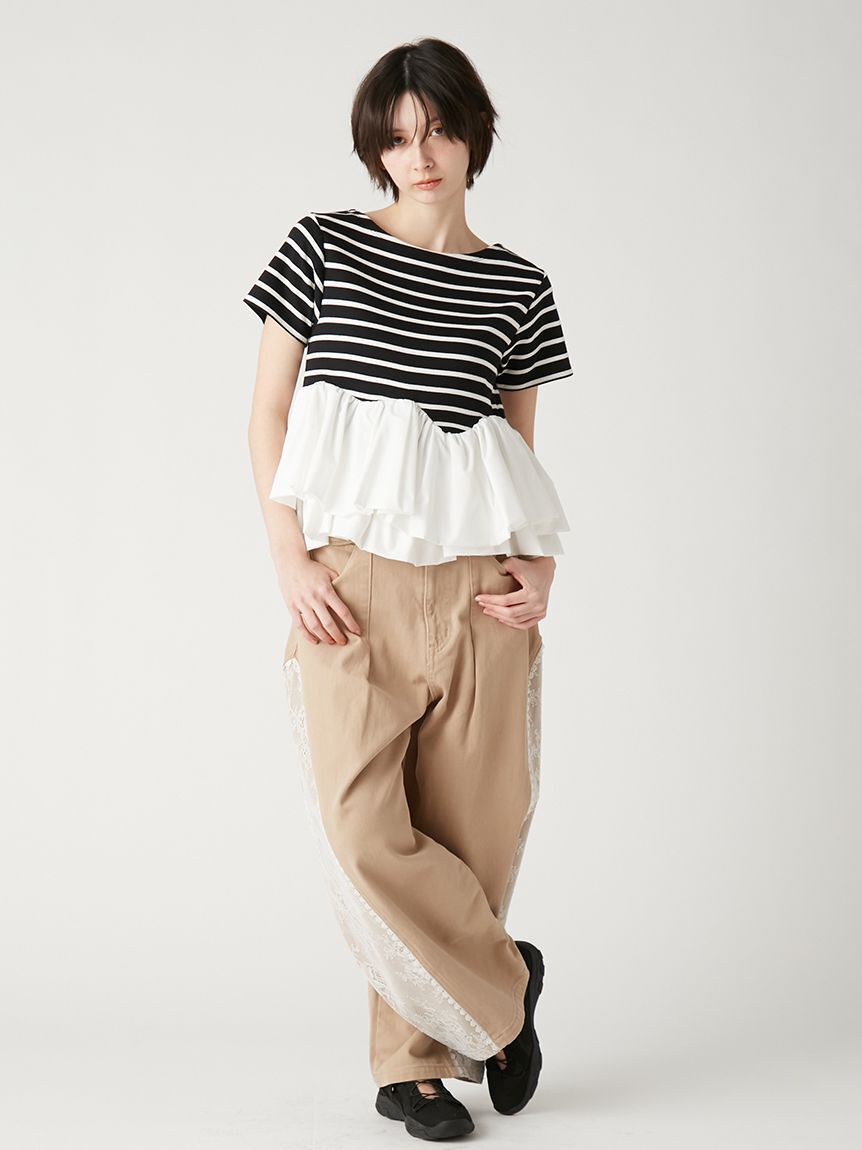 FURFUR「【限定カラー】ペプラムボーダーTシャツ」|Tシャツ・カットソー|