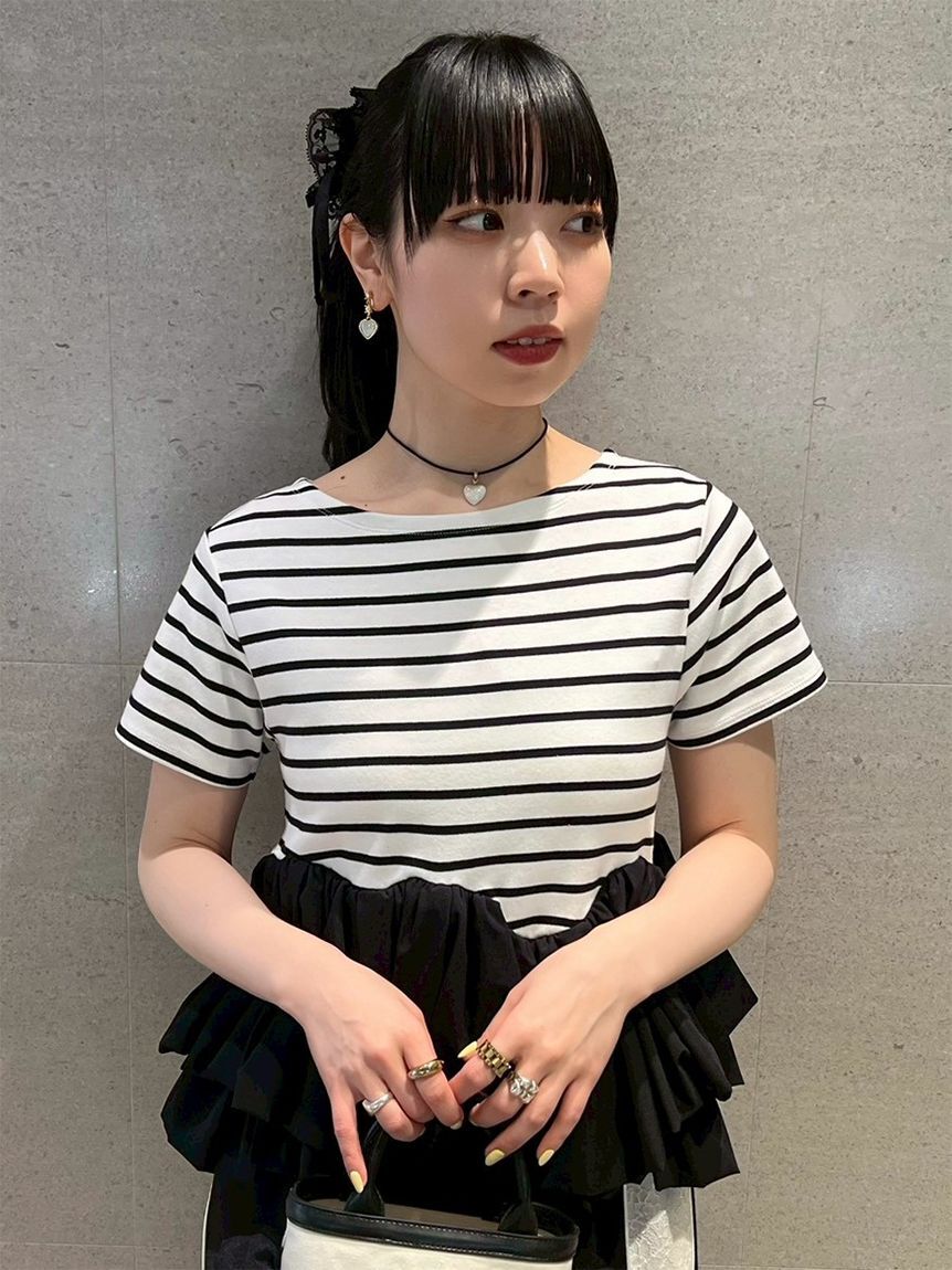 FURFUR「【限定カラー】ペプラムボーダーTシャツ」|Tシャツ・カットソー|