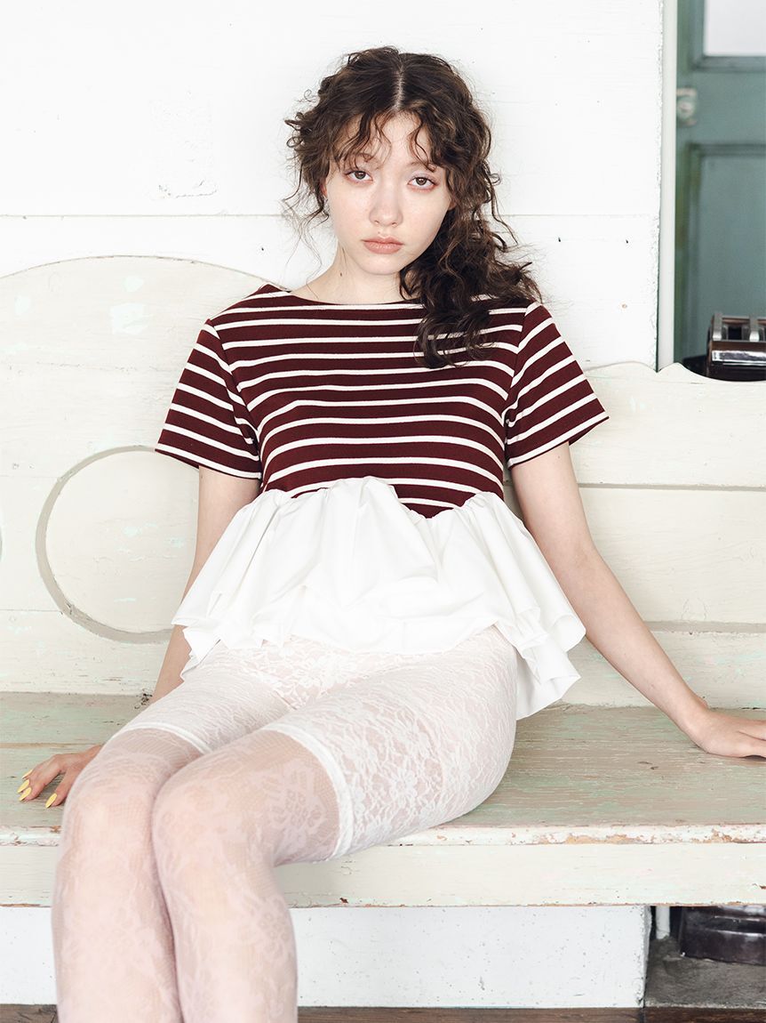 FURFUR「【限定カラー】ペプラムボーダーTシャツ」|Tシャツ・カットソー|